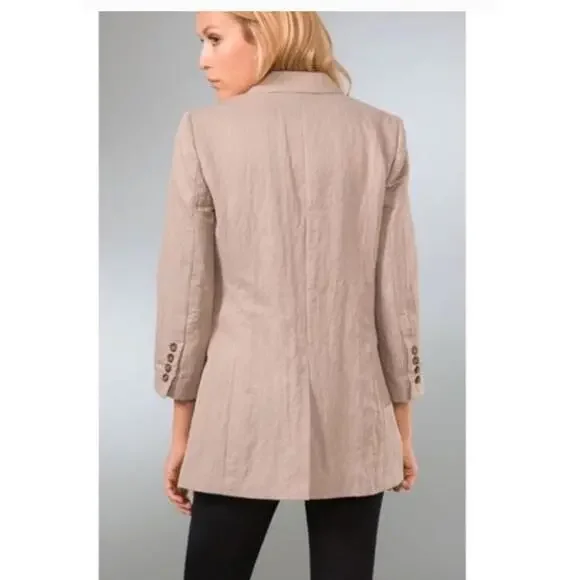 Elizabeth & James oversized boyfriend blazer Jacket TAN Size 8 Women's #003 - Picture 3 of 12